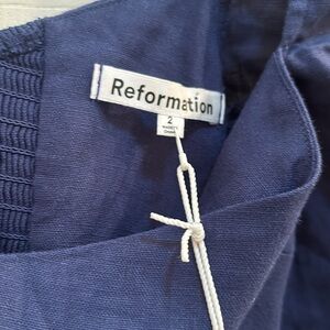 Reformation Danube linen puff sleeve maxi, side slit comfortable cool linen NWT